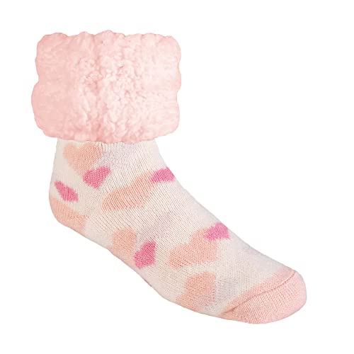 Image of Pudus Cozy Winter Slipper Socks Women & Men w Non-Slip Grippers Faux Fur Sherpa