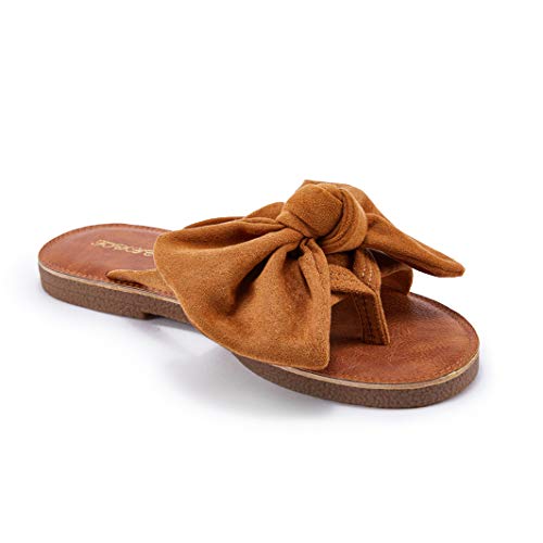 Fisace Womens Slip On Flip Flops Ring Toe Strappy Casual Summer Gladiator Flat Sandals Brown #TOP5