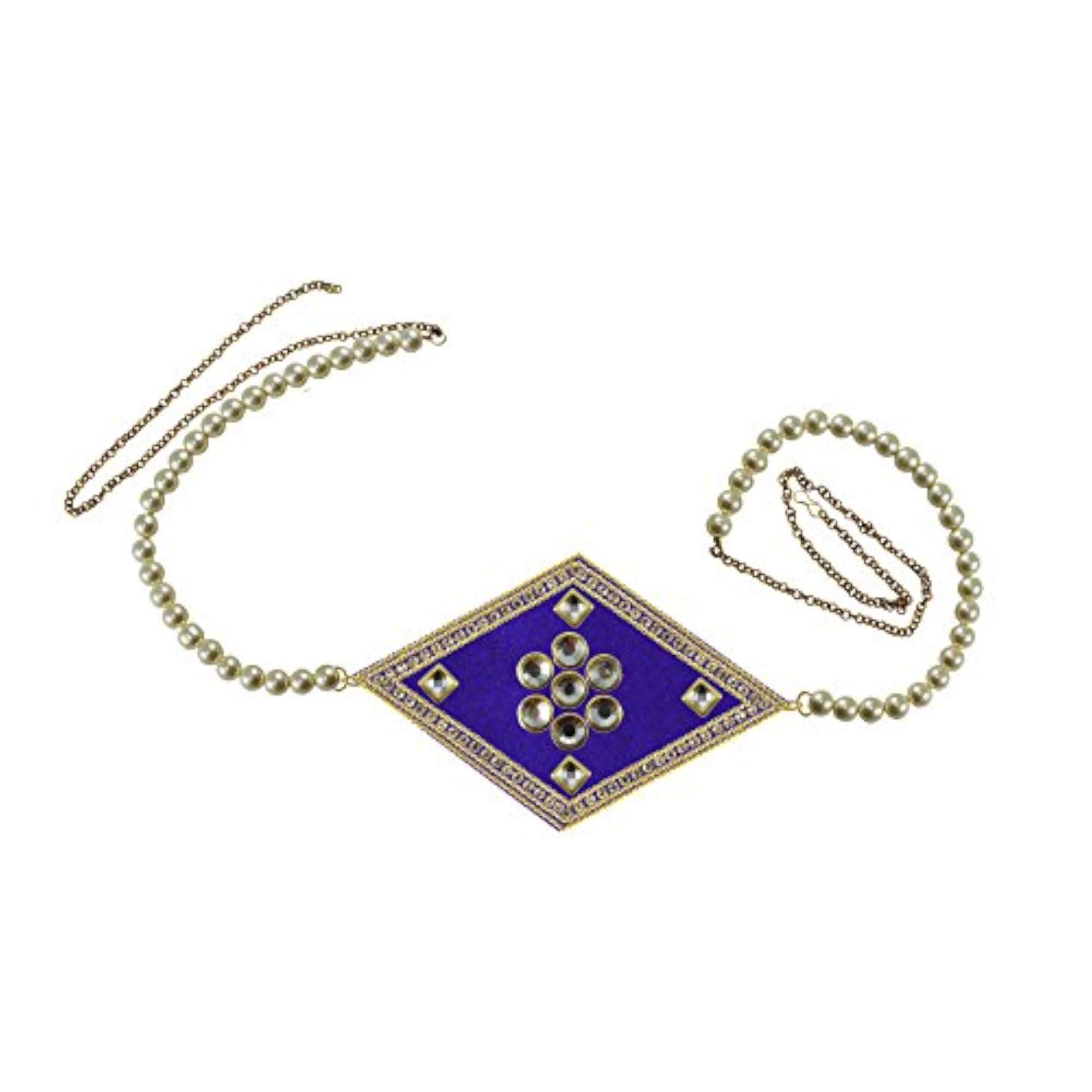 Women's Solid Brass Stone Stud Platted Waist Belt, Multicolor