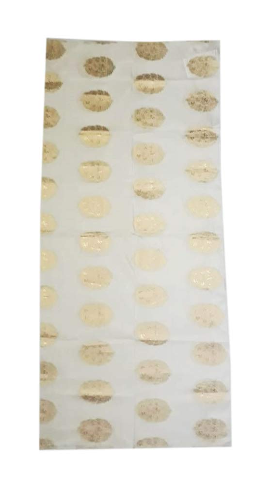 Varanasi Weavers Hub Craftmark Unisex Silk Unstitched Dress Material (White) -(VWH_31)