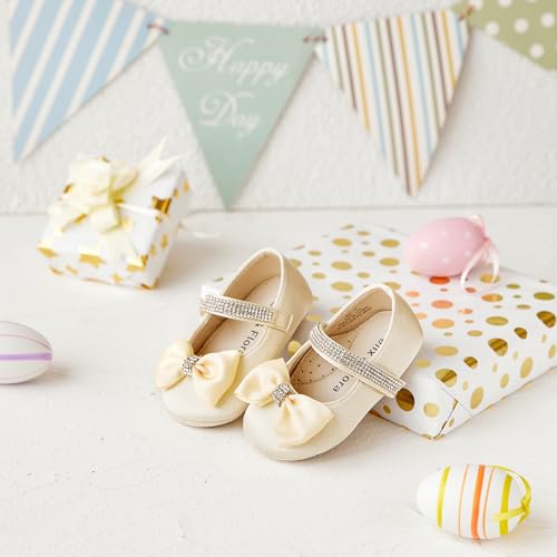 Felix & Flora Soft Sole Gold Baby Dress Shoes - Infant Baby Walking Shoes Moccasins Rubber Sole Crib Shoes(Gold,9-12Months Infant)