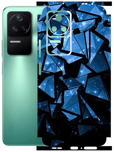 Image of AtOdds - Full Body Back Screen Guard Protector Film - Lamination Wrap Skin Sticker Compatible with Poco F4 (5G) | Scratchproof Matte Finish (Blue Crystals)