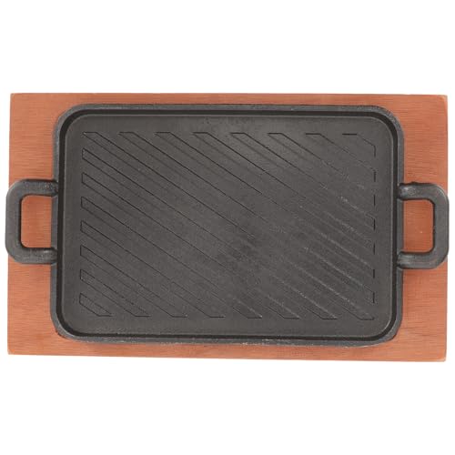 CIYODO Plancha para Parrilla Gruesa de Hierro Fundido Asas Dobles Sartén Antiadherente Rectangular para Asar y Hornear Adecuado para Picnic y Camping