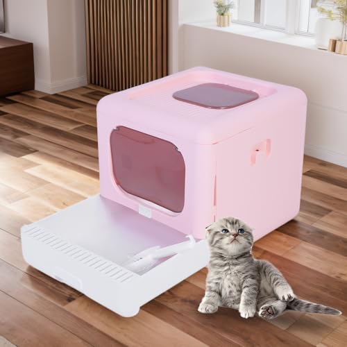 Arenero plegable para gatos con tapa y control de olores miniatura 2