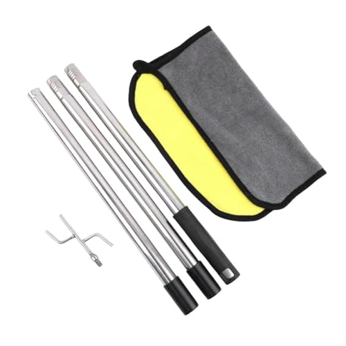 NbgrvB Kit de gancho limpiador de piscina de acero inoxidable con varillas extensibles de 1,2 m o 1,6 m, fácil acceso, incluye toalla cuadrada y múltiples ganchos, gancho de 1,2 m 3