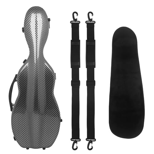 プロフェッショバイオリンケース 4/4 バイオリン ケース 耐圧縮性軽量グラスファイバー カーボンファイバー バイオリン ケース 温度計付き(Black stripes)