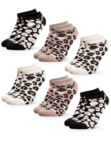 Occulto Damen Leoparden Muster Sneaker Socken 6er Pack (Modell: Kira) Mix 1 39-42