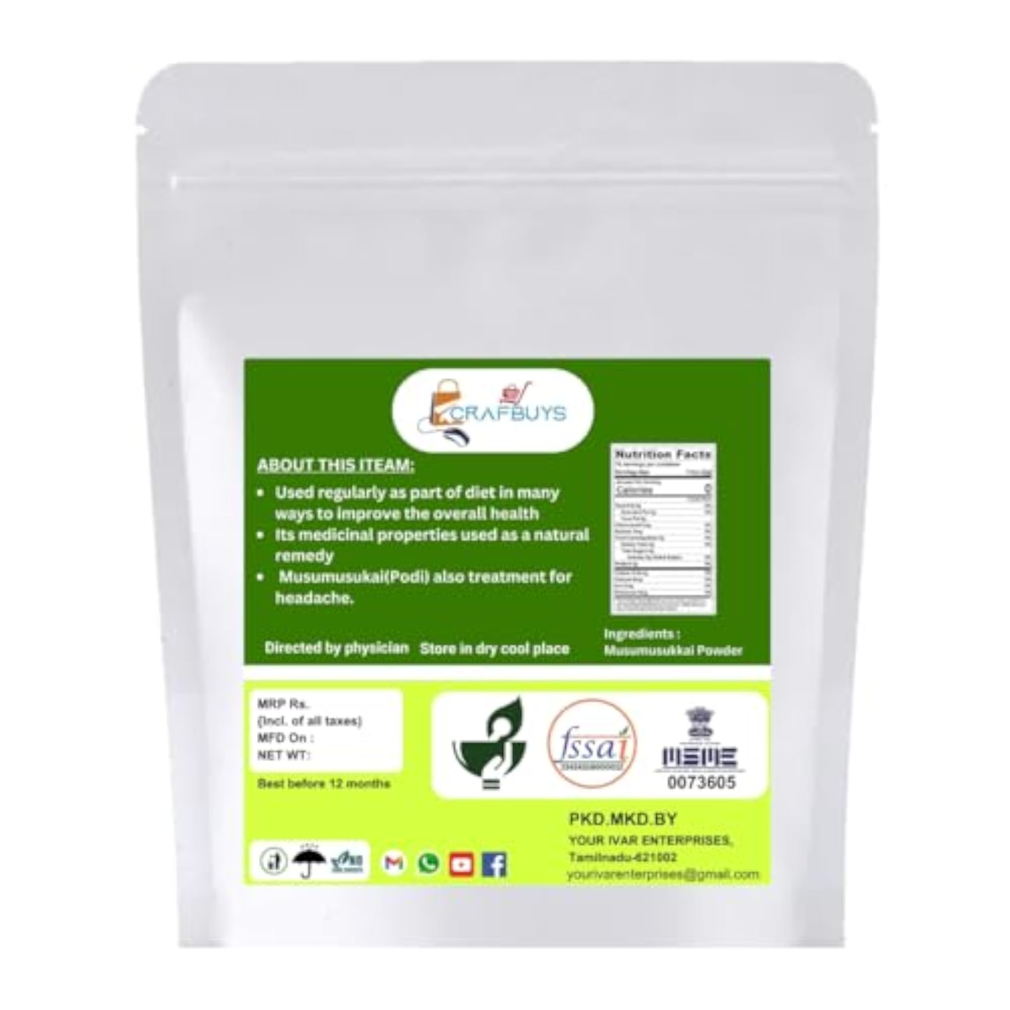Crafbuys Herbal Musumusukkai Powder, 100% Natural (400 gm)