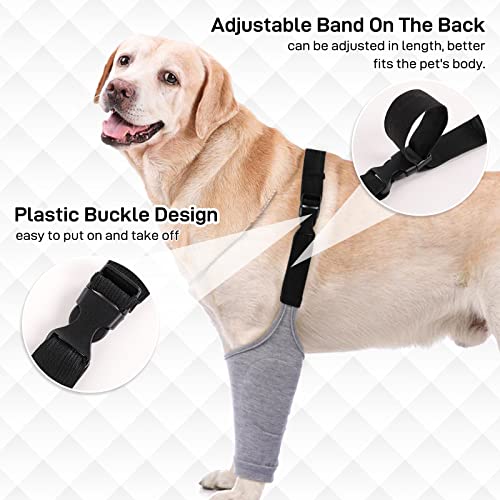 Image of Dog Recovery Suit for Front Legs, Dog Recovery Sleeves After Surgery with Elastic Band, Soft Protective Elbow Braces for Medium Large Dogs, Cone Collar Alternative to Stop Licking Leg Wounds,Grey,XL