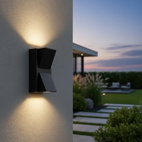 Image of Waterproof Up Down Led Wall Lamp,K Model Aluminium IP65 Body 1+1 Ray, Warm White, Indoor /Outdoor Decorative Wall Sconce Light (K-2)