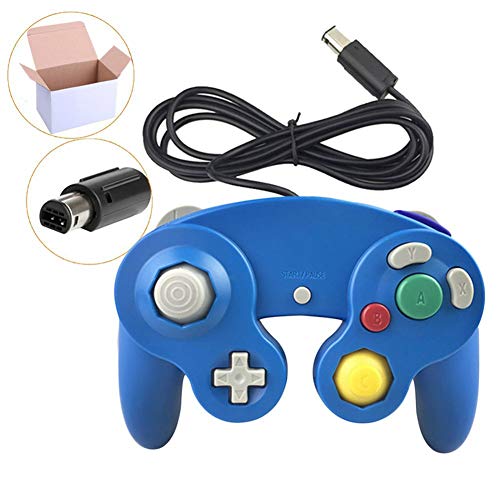 LLQ Contrôleur Classique Poignée de Cube de Vibration câblée Classique Compatible avec Le Nintendo Gamecube (Bleu)