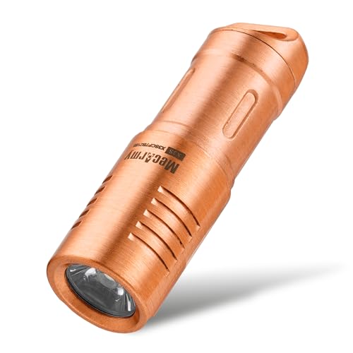 MecArmy X3S Handheld Mini EDC Flashlight with Micro USB Charging, Portable Rechargeable Everyday Carry Keychain Torch|130 lumens Outdoor Waterproof Lamp (Copper)