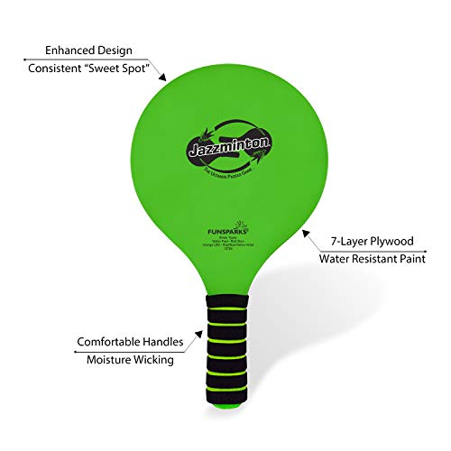 Jazzminton Paddle Ball Game With Carry Bag - Indoor Outdoor Toy - Play At The Beach, Lawn Or Backyard - 2 Wooden Racquets - 4 Shuttlecocks - 1 Ball #TOP4
