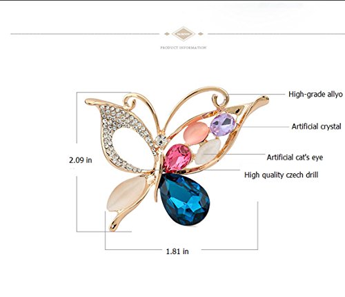Dragonfly Cat'eye Stone Crystal Brooch Pins Elegant Rhinestone Animal Lapel Brooches Novelty Funny Pins Fashion Jewelry Suit Brooches Accessories For Women Girl (Butterfly Brooch) #TOP2