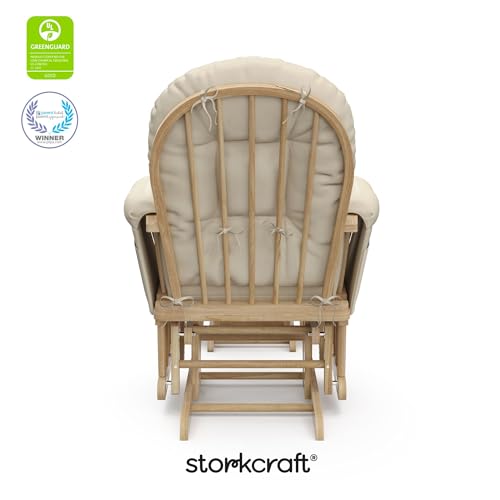 Storkcraft Premium Hoop Glider & Ottoman (Natural/Beige) — GREENGUARD Gold Certified Nursery Glider, Solid Wood Craftsmanship, Smooth-Gliding Nursery Chair and Ottoman, Award-Winning - Image 8