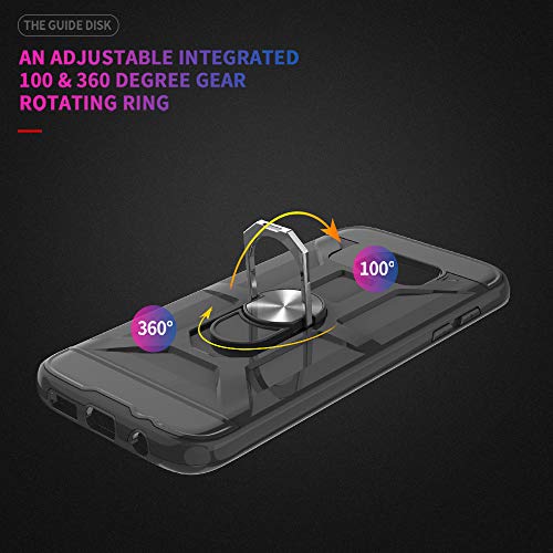 Phone Case For Samsung Galaxy S7 Edge 5.5 Inch Compatible With Tempered Glass Screen Protector Cover 360 Deree Rotating Magnetic Finger Ring Kickstand Slim Hard Hybrid For Galaxy Sm S 7 7S Gs7 Black #TOP5