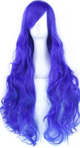 IMISSU Peruca cosplay de cabelo natural cacheado longo com franjas coloridas fantasia de Halloween p