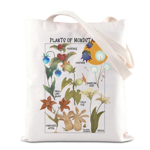 TSOTMO Genshin Mondstadt Flower Merch Anime Lover Gift Genshin Character Cosplay Gift Anime Video Game Inspired Tote Bag (Plants of)