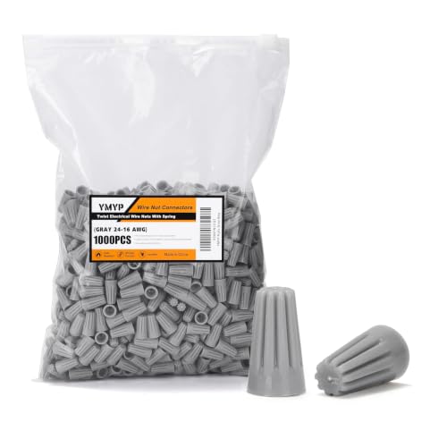 Image of 1000PCS Wire Nut Connector - AWG 24-16 Gray - Insulated Insert Twist Electrical Wire Terminal with Spring, Portable Wire Caps for Quick Connection