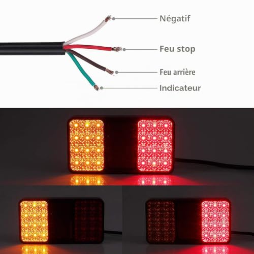 Justech 2pcs Feux Arrières LED E-Marqué Clignotant de Position Stationnement avec 2*18 LEDs Feu Position LED Étanche Feux de Frein Arrière 12V Universel pour Remorque Véhicule Caravan Camion Tracteur – vue 5