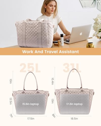 Image of LOVEVOOK Teacher Tote Bag for Women, Quilted Work Tote Nurse Laptop Bag, Large Computer Shoulder Bags with Zipper for Travel