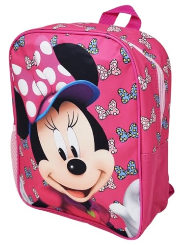 Disney Mochila escolar Minnie Mouse Mickey Lazos para guardería Color Rosa con bolsillo lateral