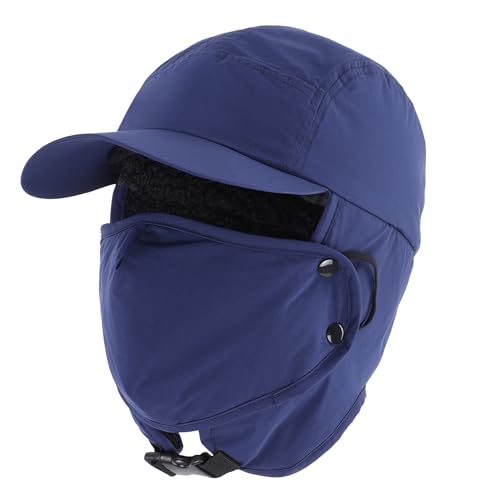 Froid et pluie ? Chapeau d'hiver imperméable doublé polaire bleu marine