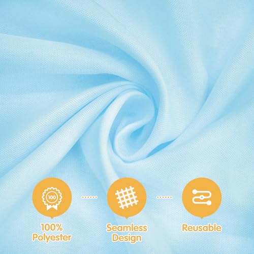 Image of BRILLMAX 10 Pack Light Blue Tablecloths 70x120 in for 6-8ft Rectangle Table | 150 GSM Polyester Fabric, Universal Fit, Water, Stain & Wrinkle Resistant Cloth Cover for Wedding Reception Banquet Party