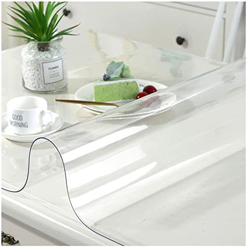 ERoomQ PVC Clear Table Protector,Transparent Plastic Table Cloth Cover Rectangular Thick 2mm Wipeable Heat Resistant Protective Pad Dining,70x210cm/27.5x82.7in