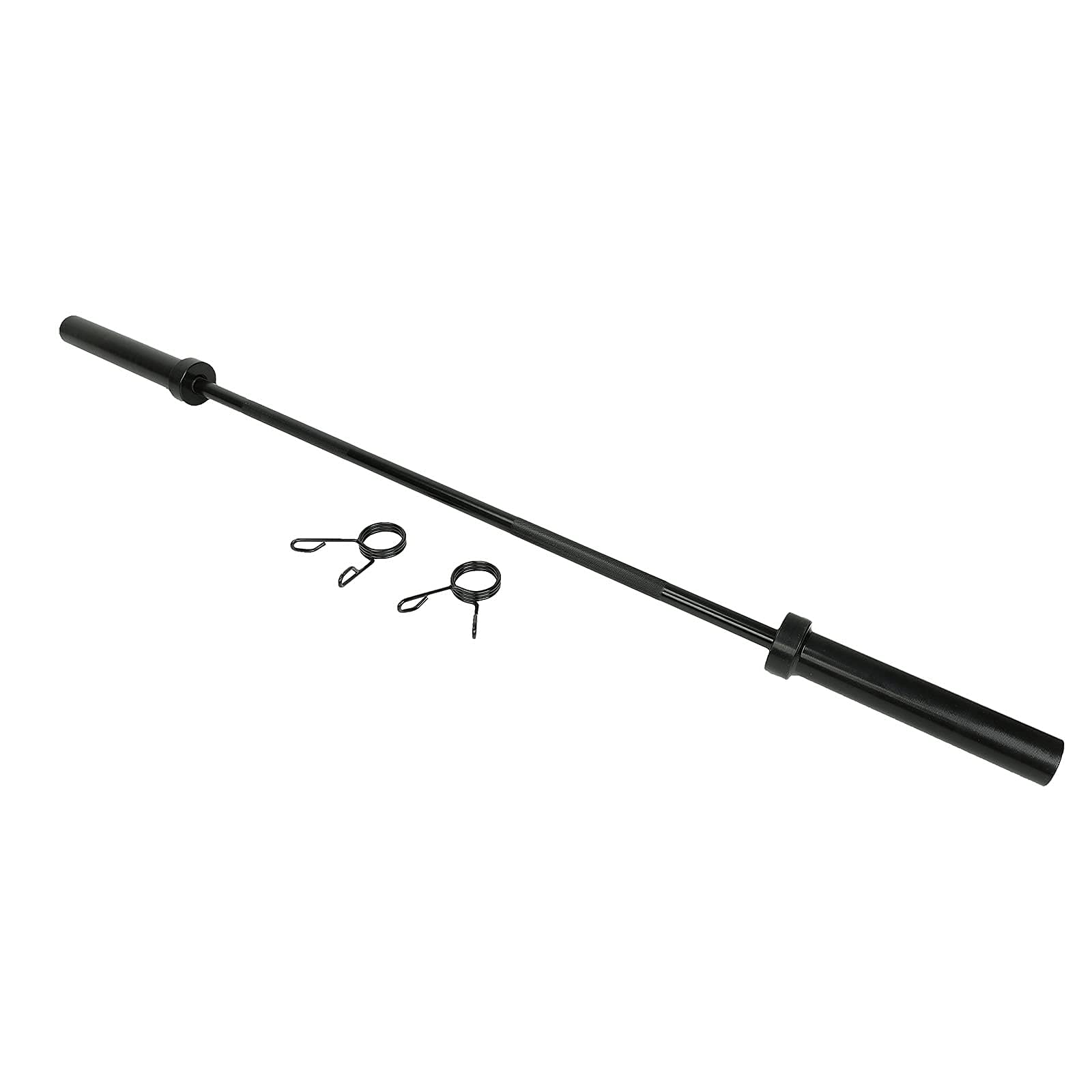 5Ft Barbell Bar 2'' Hole Olympic Weightlifting Black Solid Bar with 2 Clamps 600lb Capacity for Cross Strength Training Home Gym Equipment