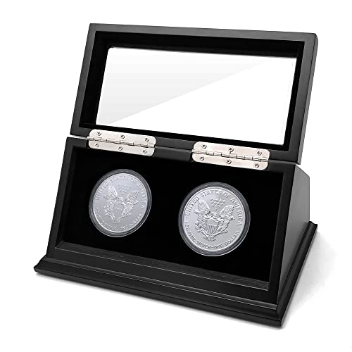 Image of Challenge Coin Display Case 1.5-1.75 Inch 38-44.5 mm Coin Holder 1 Slot (Black, 2 Slots)