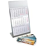 Timr Tischkalender zum Aufstellen aus Edelstahl I für 2 Jahre 2026/2027 I Maritim-Motive I 3-Monatsübersicht mit Block Magneten I tr303