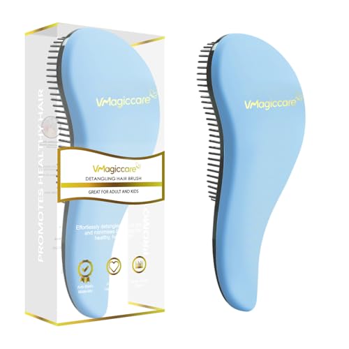 Detangling Brush - glide the Detangler Brush through Tangled hair - Best Comb for Women Girls Men & Boys - Use in Wet and Dry Hair (SkyBlue)