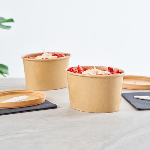 Image of Coppetta 12 Ounce Dessert Cups, 50 Greaseproof Ice Cream Cups - Lids Sold Separately, For Hot And Cold Foods, Kraft Paper Yogurt Bowls, Disposable, For Sundaes, Mousse Or Puddings - Restaurantware