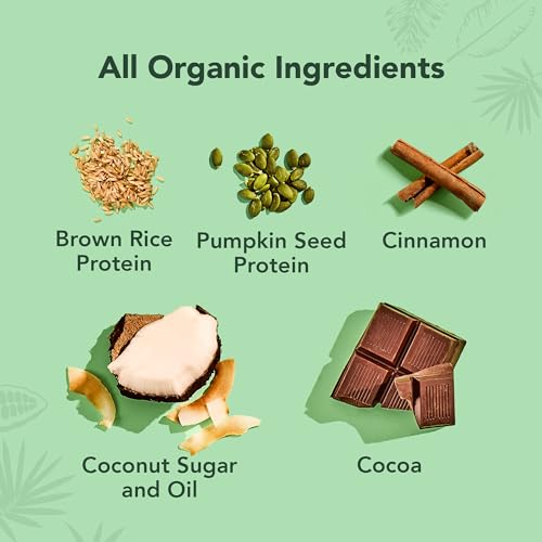 Image of ALOHA Organic Plant Based Protein Powder, Stevia Free, Chocolate, 19.6 oz, 15 Servings