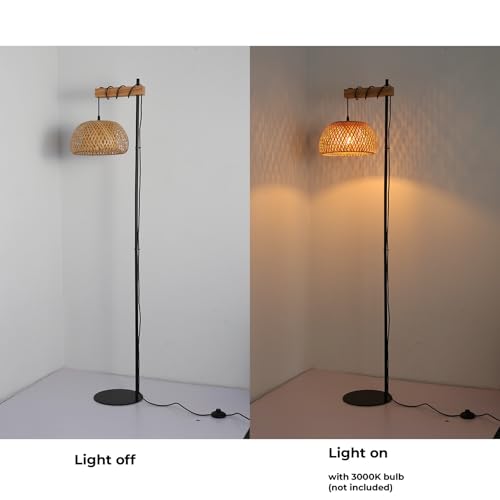 Lampadaire osier naturel Alpinaluz avec culot E27 et base ultra fine