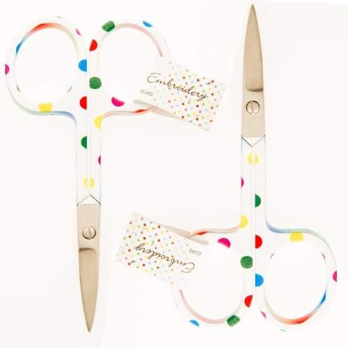 Allary 6340-RnbwPolkaDots Ultra Fine 3-1/2 Inch Embroidery Scissors - Rainbow Polka Dots (Set of 2 Embroidery Scissors)