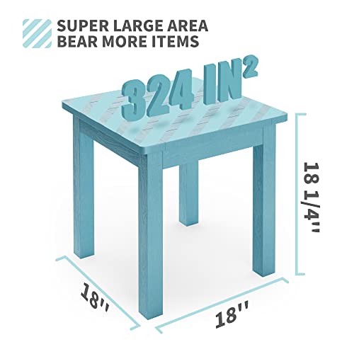 Yefu Oversize Outdoor Side Table, 18 Inch Outside Plastic Adirondack Side Table Weather Resistant, Hips High Strength Poly Wood Rustproof Waterproof Material For Patio, Pool, Front Porch Table(Blue) #TOP2