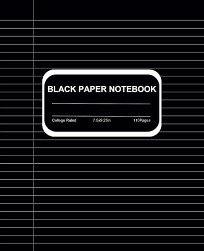 Black Paper Notebook For Gel Pens | College Ruled: 7.5 x 9.25 inch, 110 Pages - Ideal For Use with Gel Pens