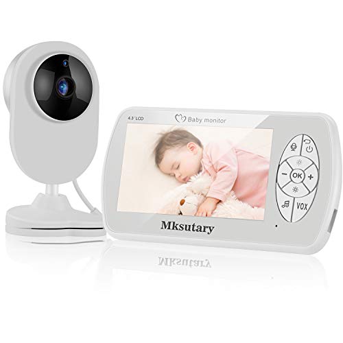 Caméra Vigilancia Bébé 4.3 '',Vigilabebés Inalambrico con Cámara,Vidéo 1080P,Camara Bebes Vigilancia,LCD,Vision Nocturne,Capteur de Température et VOX,Audio Bidirectionnel,Berceuses