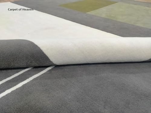Image of Irregular Shape Handmade Woolen Carpet Grey Colour Size 6x8 feet