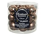 Kaemingk Weihnachtskugeln Glas 25mm x 24 Stück Mini Christbaumkugeln Spiegelbeeren braun Taupe Hellbraun