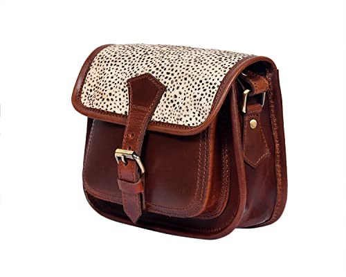 Image of Celtic Women's Leather Hair-On Flap Crossbody Sling Bag - Adjustable Strap