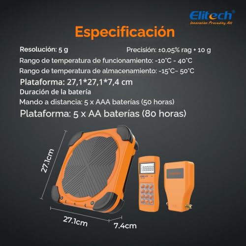 Miniatura 9 de Elitech Lmc-310 Báscula Electrónica Refrigerante, 100 Kg Inalámbrica Para Suministro De Combustible De Refrigerante Electrónico Para Hvac Y Ca Estuche Portátil