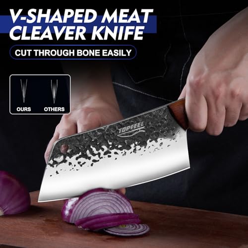 image for Topfeel 8PCS Chef Butcher Fish Knife Set for Meat Cutting with Roll Ba