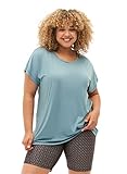 Lockere Passform Zizzi Active by Damen Große Größen T-Shirt Kurzarm Gr 42-44 Smoke Blue
