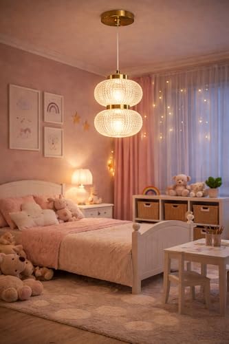 Image of TRIPPING Modern Double Globe Crystal Pendant Light with Golden Finish - Premium Decorative Hanging Ceiling Lamp for Living Room, Dining Area, Hotel Corridor, Temple & Showroom