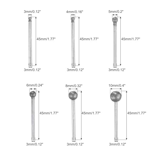 Set de punta de diamante esférica 3-10 mm uxcell miniatura 2