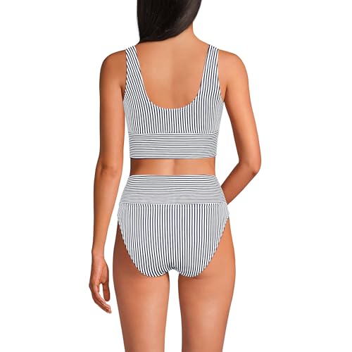 Lands' End Women's Tugless Tankini Top and High Waisted Bottom Swimsuit Set2