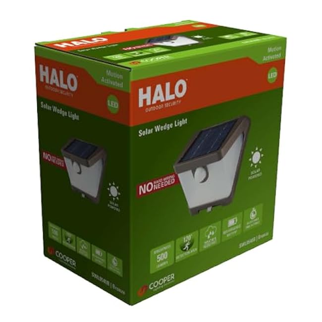 HALO OutdoorSolar Wedge LED Security Flood Light with Motion Sensor -500Lumens -Bronze (SWL0540B)